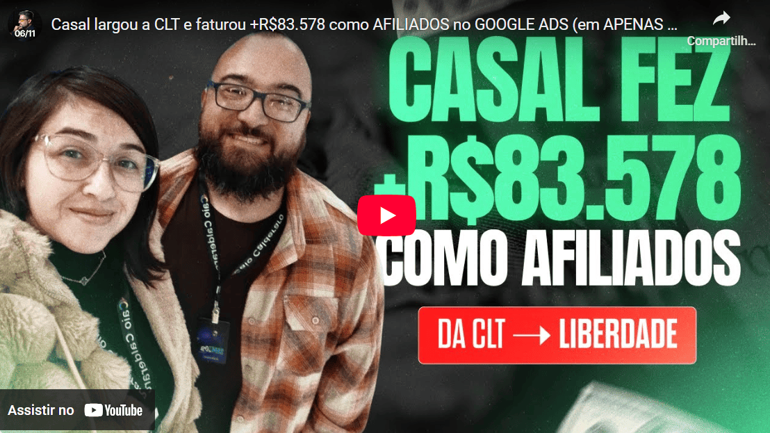 Casal fatura R$83 mil como afiliados no Google Ads