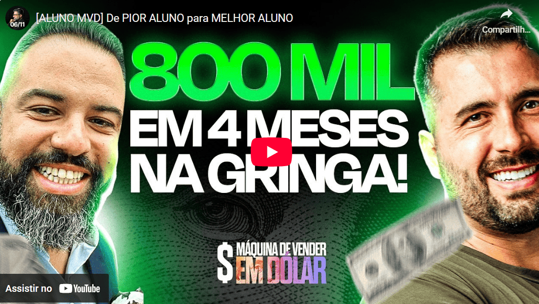 aluno do curso aluno do curso Máquina de Vender em Dólar alcançando sucesso